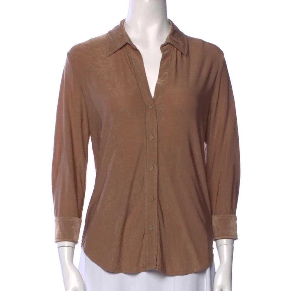 L'AGENCE Brown Button-Down Shirt
